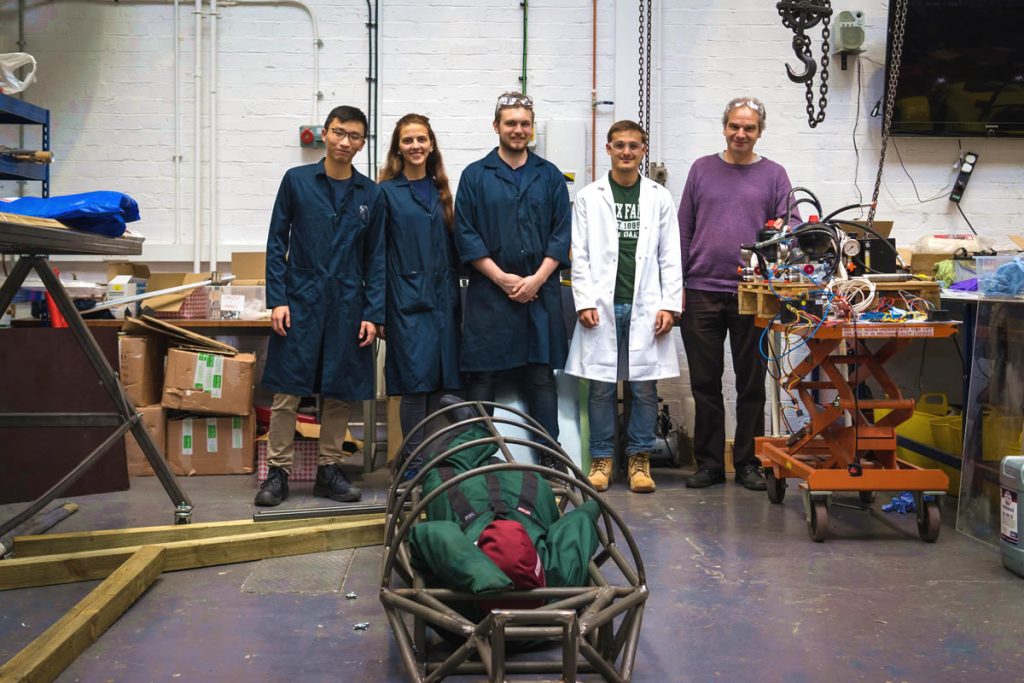 Students from the 'Hyped' hyperloop project in their workshop